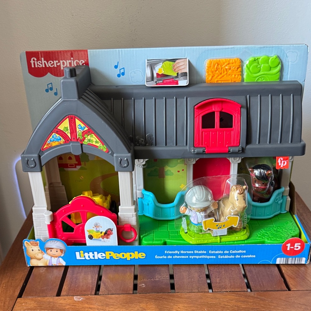 Fisher-Price Little People Friendly Horses Stable Playset - Red, Gray, Blue